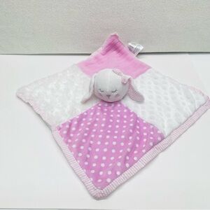 Crown & Ivy Pink & White Polka Dot Seersucker Minky Bunny Security Blanket Lovey